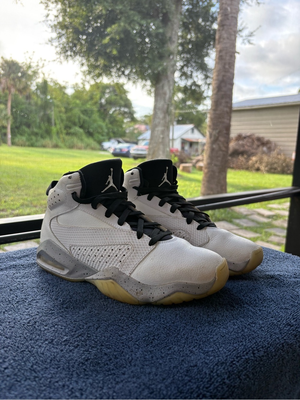 Jordan Men’s White and Black High-Top Basketball Sneakers